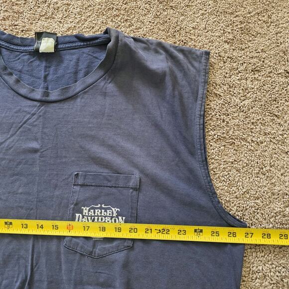 Vintage Harley Davidson Tank Men 3X Laugermans Pocket Tee Skull 2000s HD York PA - Picture 10 of 11